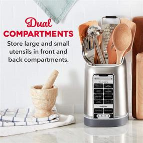 img 1 attached to 🔧 Dash SmartStore Kitchen Utensil Holder – Smartphone Compatible & Multi-Compartment, Ideal for Spatulas, Can Openers, Ladles, Whisks, and More! Dishwasher Safe in White