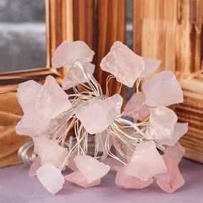 img 3 attached to Holitown Raw Fluorite Indoor String Lights, 10ft 30LEDs Crystal Stone String Lights for Mental Peace, Christmas, Party, Gift (Pink Gradual) - Battery Powered Twinkle Lights with Remote