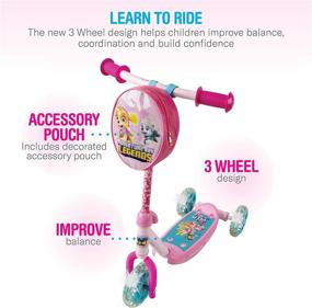 img 2 attached to PAW Patrol Skye Pink 3-Wheel 🛴 Kids Scooter with Accessory Pouch by PlayWheels