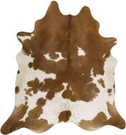 🐄 premium quality rodeo pure brown & white cowhide rug - large size 6x8 feet (180cm x 240cm) logo
