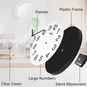 img 3 attached to ⏰ Yoobure 10-Inch Silent Quartz Decorative Wall Clock - Non-Ticking Classic Digital Clock | Battery Operated Round, Easy-to-Read for Home, Office, and School