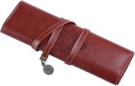 👝 stylish twilight retro bandage synthetic leather pen bag pencil case makeup pouch in dark brown - niceeshop(tm) logo