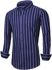 img 3 attached to 👔 XTAPAN Sleeve Casual Vertical Striped Men's Shirts: Perfect Blend of Style and Comfort