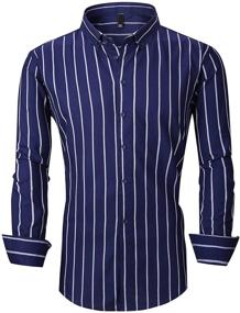 img 4 attached to 👔 XTAPAN Sleeve Casual Vertical Striped Men's Shirts: Perfect Blend of Style and Comfort