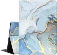 📱 feams pu leather ipad 10.2 case - blue marble | auto wake/sleep | flip stand cover for ipad 9th/8th/7th gen 10.2 inch 2021 2020 2019 tablet logo