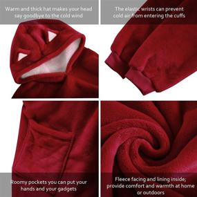 img 1 attached to 🔴 FBSPORT Wearable Blanket Hoodie: Cozy Oversized Blanket Sweatshirt for Adults, Men, Women & Teens - Soft Flannel & Sherpa Material, Pocket, Redwine