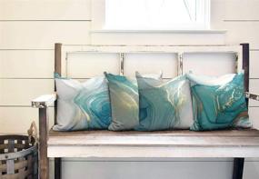 img 3 attached to 🎨 GALMAXS7 Turquoise and Gold Silver Decorative Throw Pillow Covers - Luxurious Abstract Fluid Art Ink Soft Velvet Pillow Case - Square Cushion Covers for Couch Sofa 18 x 18 Inch - Set of 4