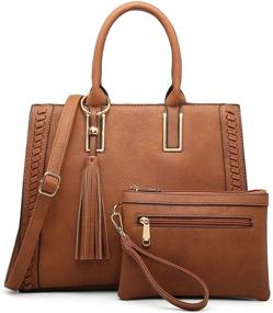 img 4 attached to Dasein Genuine Leather Women's Satchel Handbags: Shoulder Bags, Wallets, and Totes