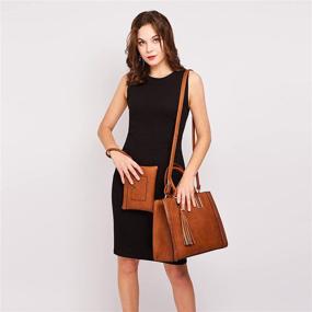 img 3 attached to Dasein Genuine Leather Women's Satchel Handbags: Shoulder Bags, Wallets, and Totes