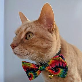 img 1 attached to 🌈 Huxley & Kent Woodstock Tie Dye Bow Tie Collar Attachment - Fun Bow Ties for Dogs & Cats, Cute and Durable