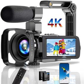 img 4 attached to 4K Digital YouTube Vlogging Camera with Microphone and Stabilizer: Enhanced Zoom and Touch Screen