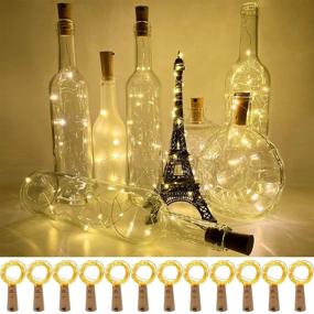 img 4 attached to 🍷 12-Pack Waterproof Wine Bottle Lights with Cork 3.3ft Silver Wire Fairy Mini String Light for DIY Wedding Christmas Holiday Home Party Decoration Present Gift - Warm White