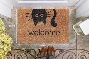 img 1 attached to 🐱 16 X 24 Inch Brown Welcome Cat Face Animal – All Weather Exterior Doors Designer Coir Non Slip Doormat for Patio & Front Door