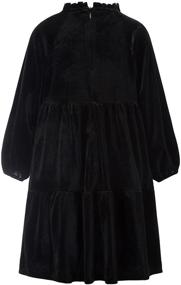 img 3 attached to 👗 Stylish Shiny Velvet Ruffle Collar Girls' Clothing and Dresses for Winter