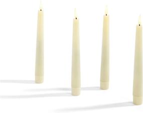 img 3 attached to 🕯️ Set of 4 Ivory Real Wax Flameless Taper Candles - 7 Inch, Flickering LED Flame, Realistic 3D Flame with Wick, Holiday/Winter Home Decor, Automatic Timer, Remote Control and Batteries Included