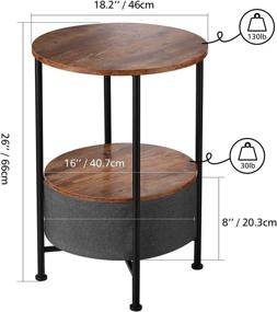 img 2 attached to 🍋 LEMONDA 20x24 Inch Industrial Round End Side Table with Storage Basket for Sundries, Books - Dark Grey, 18x26 inch