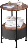 🍋 lemonda 20x24 inch industrial round end side table with storage basket for sundries, books - dark grey, 18x26 inch логотип