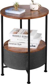 img 4 attached to 🍋 LEMONDA 20x24 Inch Industrial Round End Side Table with Storage Basket for Sundries, Books - Dark Grey, 18x26 inch