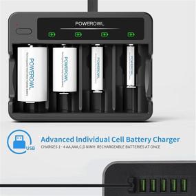 img 3 attached to 🔋 POWEROWL 4 Bay Battery Charger: USB Quick Charging for C, D, AA, AAA - Ni-MH Ni-CD Rechargeable Batteries