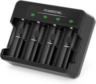 🔋 powerowl 4 bay battery charger: usb quick charging for c, d, aa, aaa - ni-mh ni-cd rechargeable batteries logo