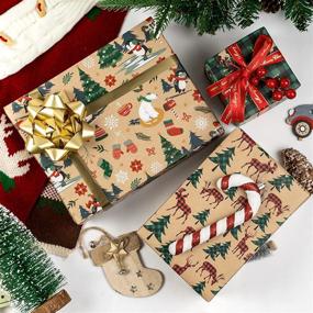 img 3 attached to Бумага для упаковки подарков RUSPEPA на Рождество - 3 рулона по 17 дюймов x 10 футов с ярлыками и джутовой нитью.