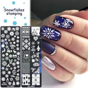 img 3 attached to 🎄 Christmas Nail Stamping Kit - 6 Festive Plates + 1 Stamper + 1 Scraper - Christmas Tree Snowman Elk Bells Snowflakes Designs - DIY Nail Art Templates and Stamping Set for Christmas Party