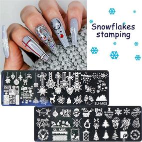 img 2 attached to 🎄 Christmas Nail Stamping Kit - 6 Festive Plates + 1 Stamper + 1 Scraper - Christmas Tree Snowman Elk Bells Snowflakes Designs - DIY Nail Art Templates and Stamping Set for Christmas Party