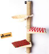 🐱 premium wall mounted cat scratching post: big nose – multi level shelves, solid wood steps, and sunny seat hammock logo