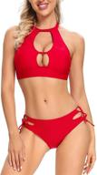 👙 lomitti women's high neck bikini swimsuit - keyhole light support top - two piece bathing suit logo