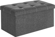 🪑 songmics 30-inch storage ottoman bench, foldable chest, bed end stool, footstool, breathable linen-look fabric, 660 lb capacity, entryway, living room, bedroom, dark gray ulsf001g01 logo