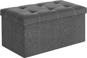 img 4 attached to 🪑 SONGMICS 30-Inch Storage Ottoman Bench, Foldable Chest, Bed End Stool, Footstool, Breathable Linen-Look Fabric, 660 lb Capacity, Entryway, Living Room, Bedroom, Dark Gray ULSF001G01