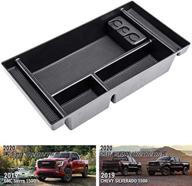 techouter console organizer tray for 2019 chevy silverado 1500 & gmc sierra 1500 - full center console models only | gm vehicles accessories 84106530 - armrest box secondary storage solution logo