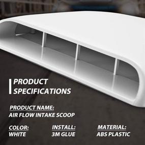 img 1 attached to KATUR Universal Car Decorative Air Flow Intake Hood Scoop Vent Turbo Bonnet Cover White