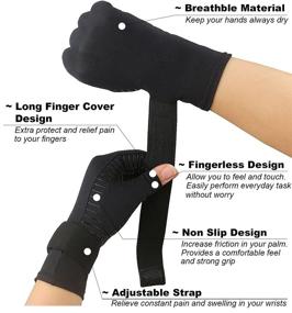 img 1 attached to 🧤 2 Pairs Copper Compression Arthritis Gloves – Adjustable Wrist Strap, Carpal Tunnel Support for Men & Women (Small/Medium)