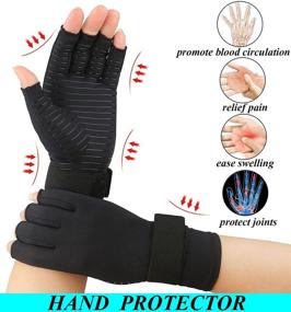 img 3 attached to 🧤 2 Pairs Copper Compression Arthritis Gloves – Adjustable Wrist Strap, Carpal Tunnel Support for Men & Women (Small/Medium)