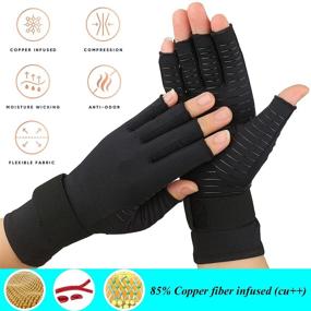 img 2 attached to 🧤 2 Pairs Copper Compression Arthritis Gloves – Adjustable Wrist Strap, Carpal Tunnel Support for Men & Women (Small/Medium)