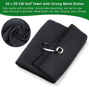 img 2 attached to 🏌️ Men's Gray Golf Bag Accessories Kit by Hoedia - Golf Towels with Clip, Golf Club Brush, and Microfiber Waffle Groove Cleaner