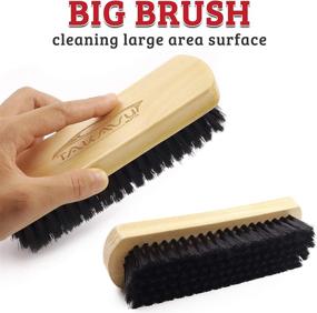 img 2 attached to 🧽 TAKAVU Leather & Textile Cleaning Brush with Durable Soft Nylon Bristles, Detailing Brush Included, Unique Concave Design Wood Handle for Car Interior, Seat, Carpet, Upholstery, Couch, Furniture, Boots, and Shoes