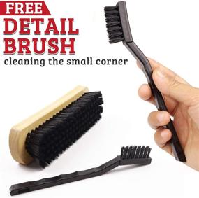 img 1 attached to 🧽 TAKAVU Leather & Textile Cleaning Brush with Durable Soft Nylon Bristles, Detailing Brush Included, Unique Concave Design Wood Handle for Car Interior, Seat, Carpet, Upholstery, Couch, Furniture, Boots, and Shoes