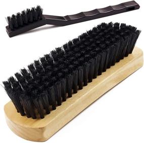 img 4 attached to 🧽 TAKAVU Leather & Textile Cleaning Brush with Durable Soft Nylon Bristles, Detailing Brush Included, Unique Concave Design Wood Handle for Car Interior, Seat, Carpet, Upholstery, Couch, Furniture, Boots, and Shoes