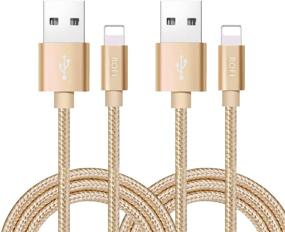 img 4 attached to 📱 RoFI Compatible Phone Cable - 2 Pack 2FT Nylon Braided Fast Charging USB Cord Replacement for iPhone X, 8, 8 Plus, 7, 7 Plus, 6s, 6s Plus, 6, 6 Plus, 5, 5S, 5C, SE, iPad Air, Mini and More - Gold, 2 FT
