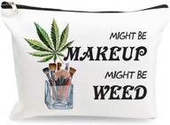 🌿 funny marijuana weed leaf makeup cosmetic bag - multi-functional cotton zipper pouch for travel, toiletries, makeup, and more - ideal gift for women, stoner friend, bestie, sister, or daughter - birthday surprise! logo