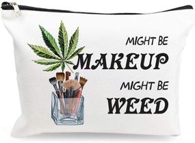 img 4 attached to 🌿 Funny Marijuana Weed Leaf Makeup Cosmetic Bag - Multi-functional Cotton Zipper Pouch for Travel, Toiletries, Makeup, and More - Ideal Gift for Women, Stoner Friend, Bestie, Sister, or Daughter - Birthday Surprise!
