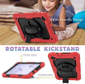 img 1 attached to 📱 High-Quality Red Samsung Tab A 8.4 Case with Screen Protector - SIBEITU SM-T307/SM-T307U Handle Case for Kids with Full-Body Rugged Heavy Duty Cover, Stand, and Shoulder Strap