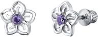 🌸 sky flower hypoallergenic earrings for girls - safe and stylish steel studs with screw on safety backs for kids, toddlers, little girls, & teens logo