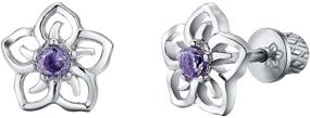 img 4 attached to 🌸 Sky Flower Hypoallergenic Earrings for Girls - Safe and Stylish Steel Studs with Screw On Safety Backs for Kids, Toddlers, Little Girls, & Teens