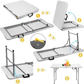 img 2 attached to 🌳 Portable Plastic Folding Table: 4FT Height Adjustable, Easy to Carry & No Assembly, Perfect for Picnics, Parties, and Camping