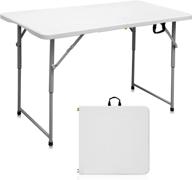 🌳 portable plastic folding table: 4ft height adjustable, easy to carry & no assembly, perfect for picnics, parties, and camping logo