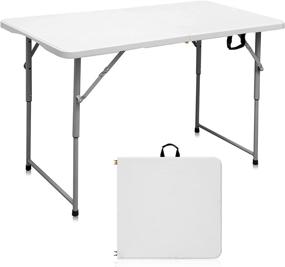 img 4 attached to 🌳 Portable Plastic Folding Table: 4FT Height Adjustable, Easy to Carry & No Assembly, Perfect for Picnics, Parties, and Camping