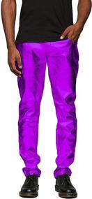 img 4 attached to COOFANDY Men's Metallic Shiny Jeans - Perfect for Christmas Party, Dance, Disco, Nightclub - Straight Leg Trousers